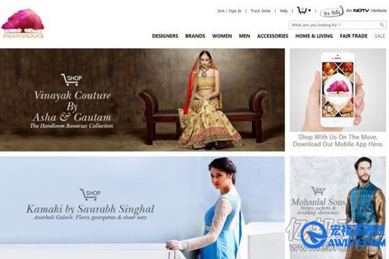 （IndianRoots电商首页）